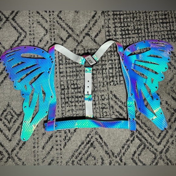 NWT Blue/Purple Holo Large Butterfly Wing Body Harness - Picture 1 of 8